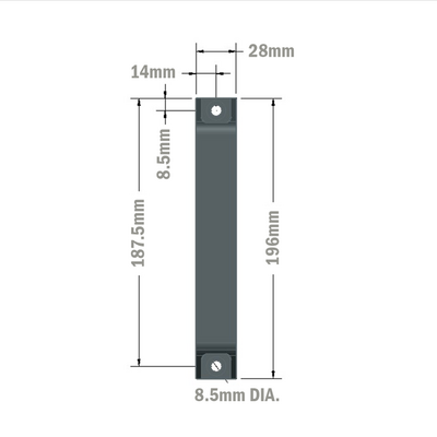 50-201-3SS MODULAR SOLUTIONS 180 BLACK NYLON PULLHANDLE<BR>STAINLESS STEEL HARDWARE 28MM X 196MM X 50MM